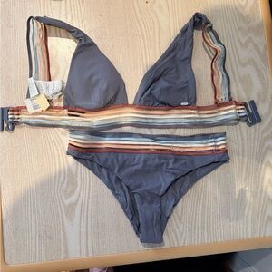 Ripcurl Striped Bikini Set - Blue and Multicolor